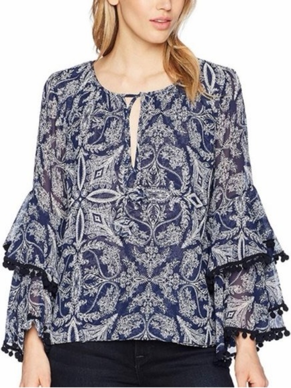 MISA Los Angeles Navy Paisley blouse